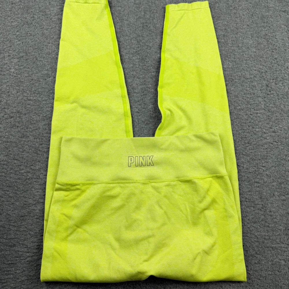 Victoria's Secret PINK S Small Seamless High Waist Leggings Neon Yellow Marl Gym